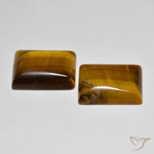 Gemme di Occhio di tigre Marrone giallastro naturale da 13.17 ct, Taglio a baguette, Opaco