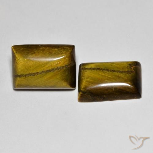 Gemme di Occhio di tigre Marrone medio naturale da 14.11 ct, Taglio a baguette, Opaco
