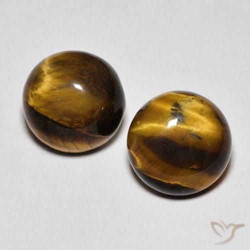 Gemme di Occhio di tigre Marrone caldo naturale da 4.21 ct, Rotondo, Opaco