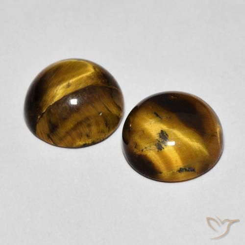 Gemme di Occhio di tigre Marrone caldo naturale da 4.21 ct, Rotondo, Opaco