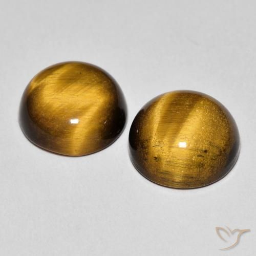 Gemme di Occhio di tigre Marrone caldo naturale da 7.22 ct, Rotondo, Opaco