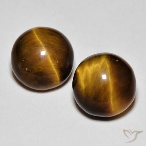 8.56ctw Naturale Marrone medio Occhio di tigre, Rotondo, Opaco