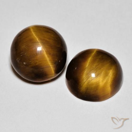 Gemme di Occhio di tigre Marrone medio naturale da 8.56 ct, Rotondo, Opaco