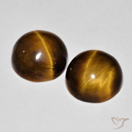 Gemme di Occhio di tigre Marrone medio naturale da 8.56 ct, Rotondo, Opaco