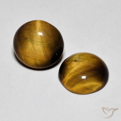 Gemme di Occhio di tigre Marrone medio naturale da 2.82 ct, Rotondo, Opaco