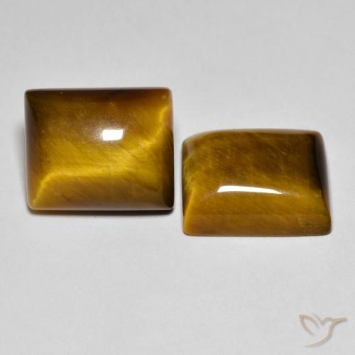 Gemme di Occhio di tigre Marrone dorato naturale da 12.43 ct, Taglio a baguette, Opaco