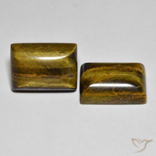 Gemme di Occhio di tigre Medium Light-Brown naturale da 16.48 ct, Taglio a baguette, Opaco