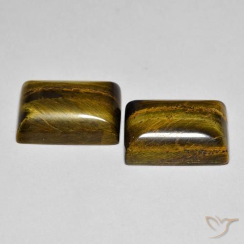 Gemme di Occhio di tigre Medium Light-Brown naturale da 16.48 ct, Taglio a baguette, Opaco