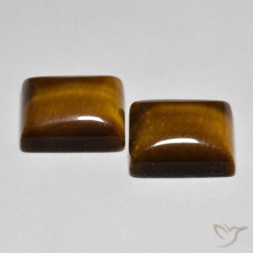 Gemme di Occhio di tigre Marrone dorato naturale da 12.46 ct, Taglio a baguette, Opaco