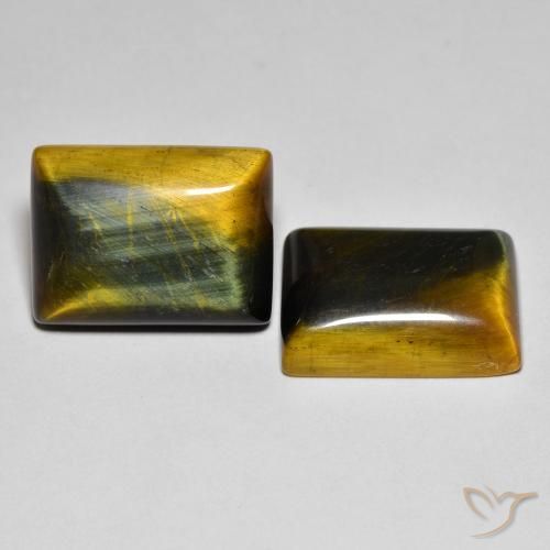 Gemme di Occhio di tigre Medium Dark-Brown naturale da 20.22 ct, Taglio a baguette, Opaco