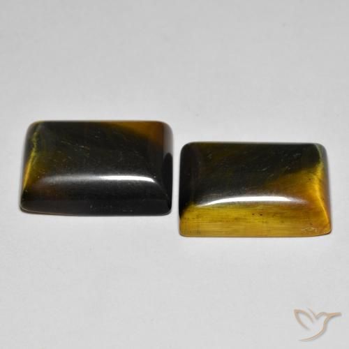 Gemme di Occhio di tigre Medium Dark-Brown naturale da 20.22 ct, Taglio a baguette, Opaco