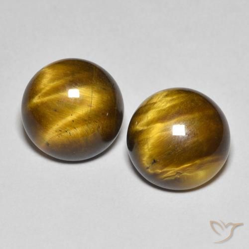 7.60ctw Naturale Marrone caldo Occhio di tigre, Rotondo, Opaco