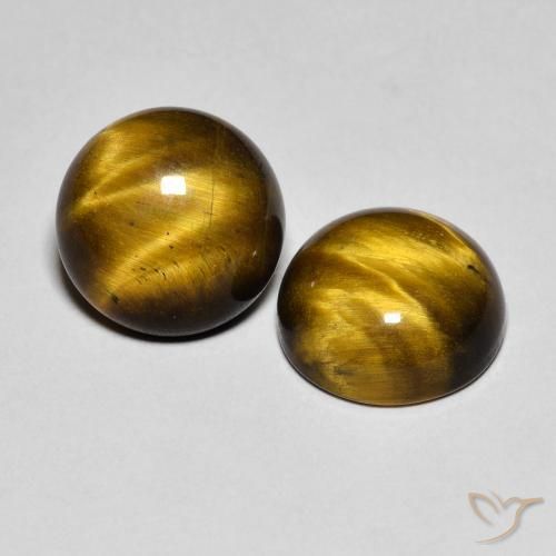 Gemme di Occhio di tigre Marrone caldo naturale da 7.60 ct, Rotondo, Opaco