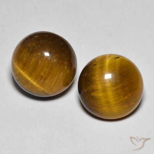 8.41ctw Naturale Marrone medio Occhio di tigre, Rotondo, Opaco