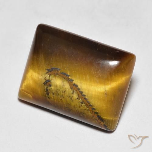 Occhio di tigre Medium Dark-Brown naturale da 9.14 ct, Taglio a baguette, Opaco