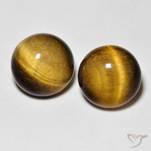 8.38ctw Naturale Marrone giallastro Occhio di tigre, Rotondo, Opaco