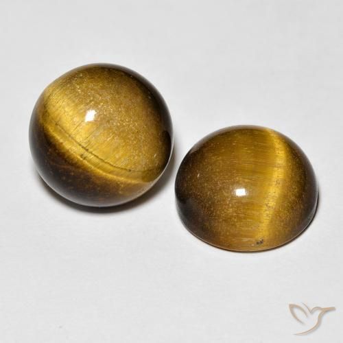 Gemme di Occhio di tigre Marrone giallastro naturale da 8.38 ct, Rotondo, Opaco