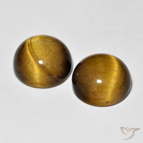 Gemme di Occhio di tigre Marrone giallastro naturale da 8.38 ct, Rotondo, Opaco