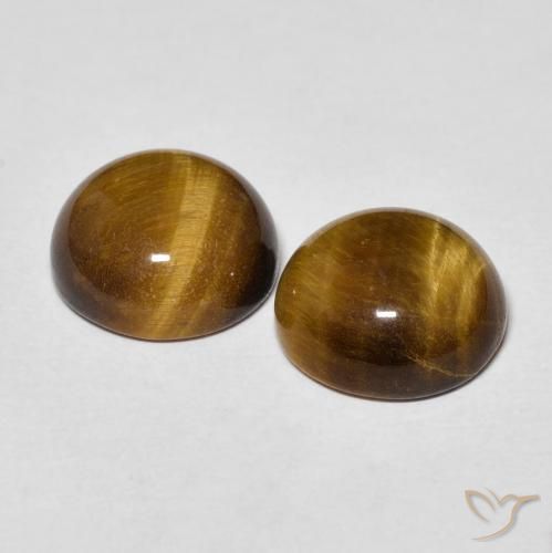 Gemme di Occhio di tigre Marrone medio naturale da 7.57 ct, Rotondo, Opaco