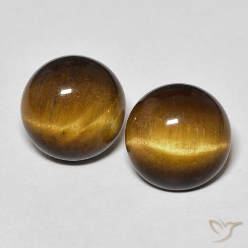 7.41ctw Naturale Marrone medio Occhio di tigre, Rotondo, Opaco
