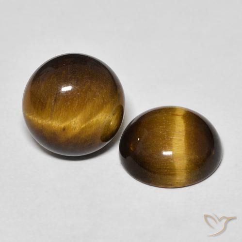 Gemme di Occhio di tigre Marrone medio naturale da 7.41 ct, Rotondo, Opaco
