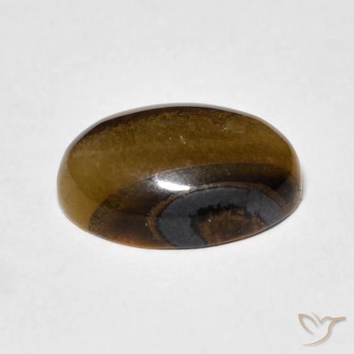 Occhio di tigre Marrone giallastro naturale da 5.64 ct, Ovale, Opaco