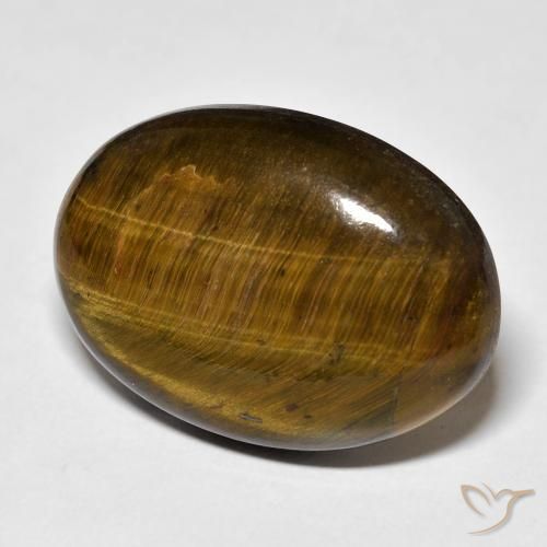Occhio di tigre Medium Light-Brown naturale da 24.85 ct, Ovale, Opaco