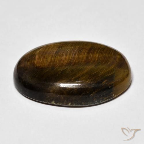 Occhio di tigre Medium Light-Brown naturale da 24.85 ct, Ovale, Opaco