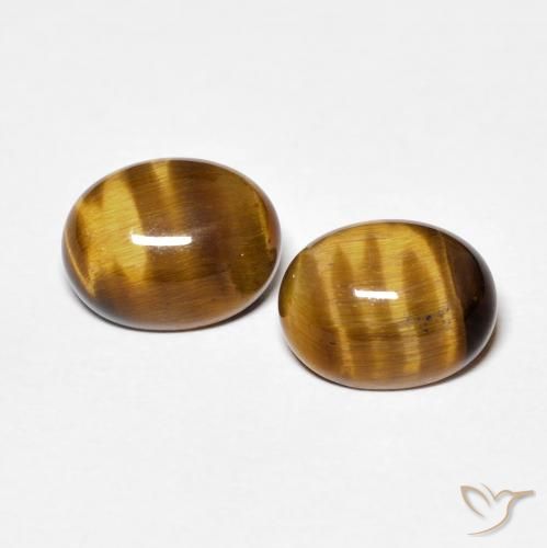 4.00ctw Naturale Marrone medio Occhio di tigre, Ovale, Opaco