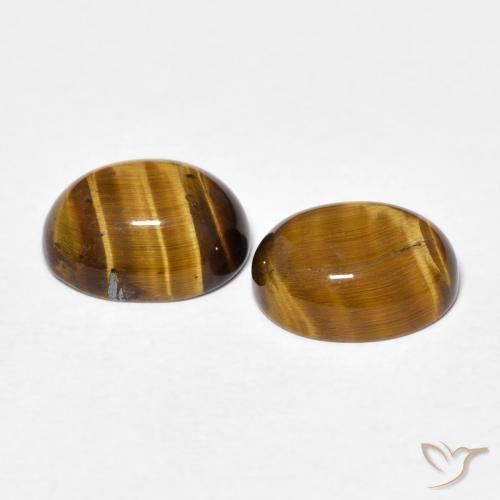 Gemme di Occhio di tigre Marrone giallastro naturale da 4.12 ct, Ovale, Opaco