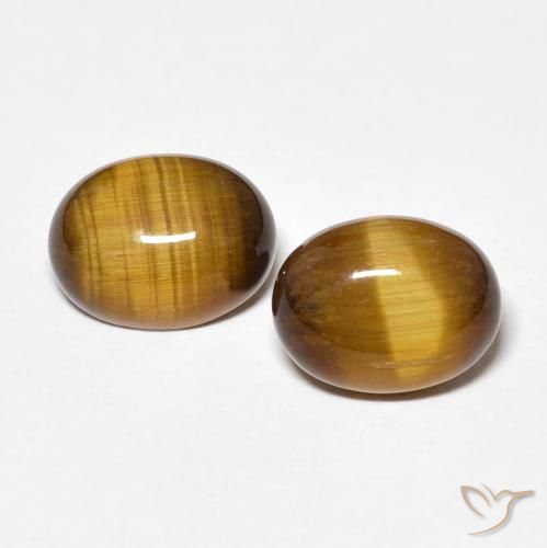 3.42ctw Naturale Marrone giallastro Occhio di tigre, Ovale, Opaco
