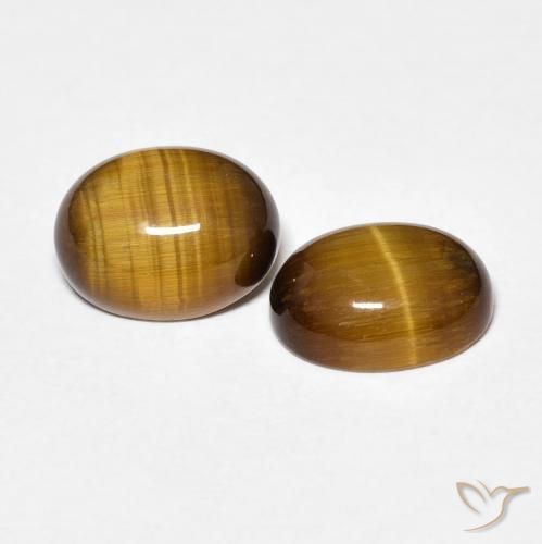 Gemme di Occhio di tigre Marrone giallastro naturale da 3.42 ct, Ovale, Opaco