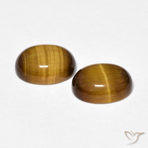 Gemme di Occhio di tigre Marrone giallastro naturale da 3.42 ct, Ovale, Opaco