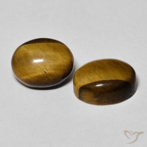 Gemme di Occhio di tigre Marrone giallastro naturale da 6.17 ct, Ovale, Opaco