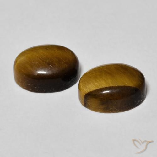 Gemme di Occhio di tigre Marrone giallastro naturale da 6.17 ct, Ovale, Opaco