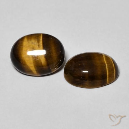 Gemme di Occhio di tigre Marrone medio naturale da 3.43 ct, Ovale, Opaco