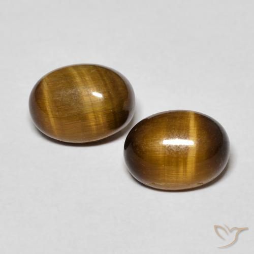 2.84ctw Naturale Marrone medio Occhio di tigre, Ovale, Opaco