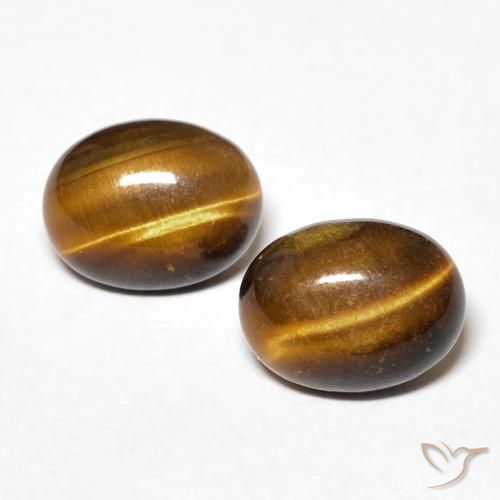 2.44ctw Naturale Marrone dorato Occhio di tigre, Ovale, Opaco