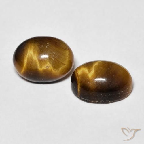 Gemme di Occhio di tigre Marrone giallastro naturale da 3.34 ct, Ovale, Opaco
