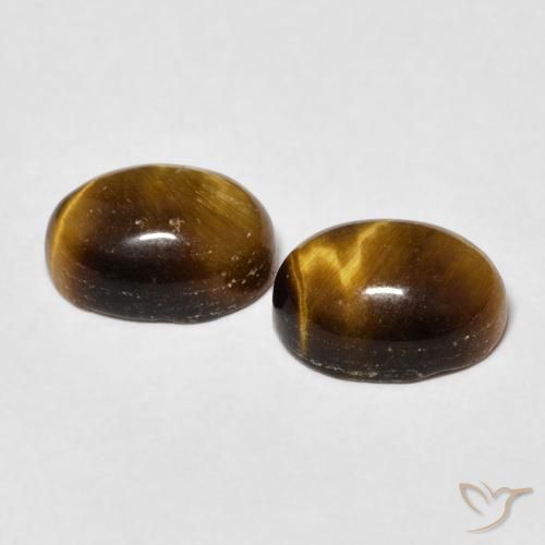 Gemme di Occhio di tigre Marrone giallastro naturale da 3.34 ct, Ovale, Opaco