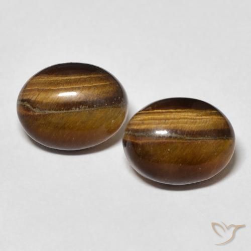 6.10ctw Naturale Marrone medio Occhio di tigre, Ovale, Opaco