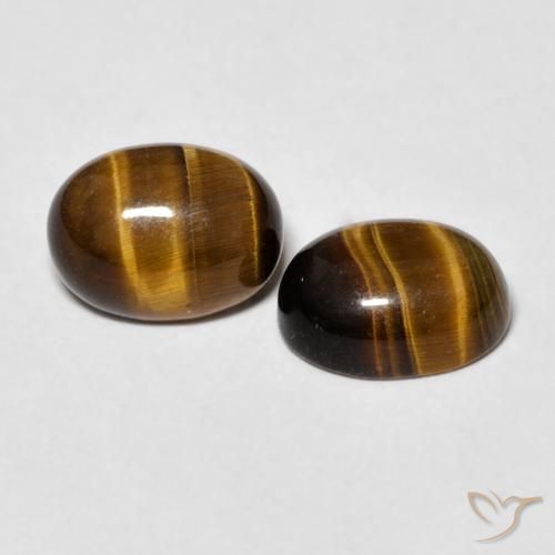 Gemme di Occhio di tigre Marrone giallastro naturale da 2.72 ct, Ovale, Opaco