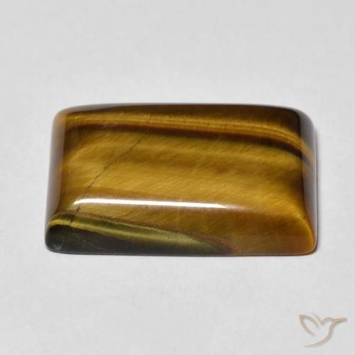 Occhio di tigre Marrone dorato naturale da 11.19 ct, Taglio a baguette, Opaco