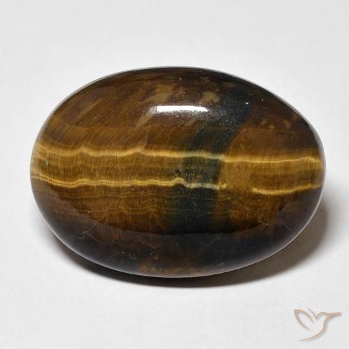 25.59ct Naturale Marrone caldo Occhio di tigre, Ovale, Opaco