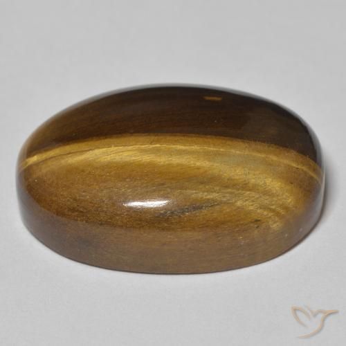 Occhio di tigre Marrone giallastro naturale da 34.23 ct, Ovale, Opaco