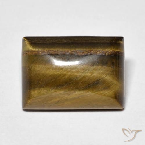 Occhio di tigre Medium Light-Brown naturale da 7.07 ct, Taglio a baguette, Opaco