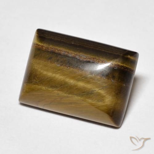 Occhio di tigre Medium Light-Brown naturale da 7.07 ct, Taglio a baguette, Opaco