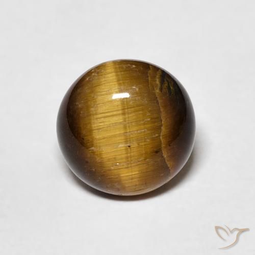 1.71ct Naturale Marrone medio Occhio di tigre, Rotondo, Opaco