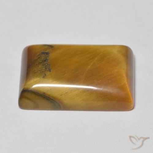 Occhio di tigre Marrone giallastro naturale da 12.19 ct, Taglio a baguette, Opaco