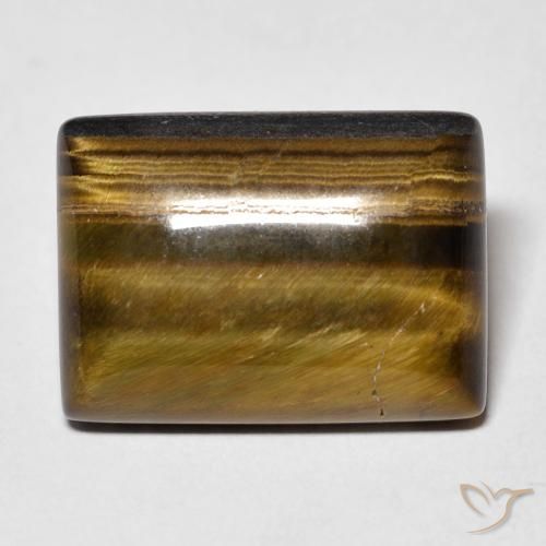15.09ct Naturale Marrone giallastro Occhio di tigre, Taglio a baguette, Opaco